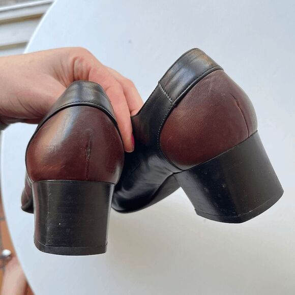 BeautiFeel Black & Brown Leather Block Heel Shoes Size 40 Comfort Style - Picture 5 of 9